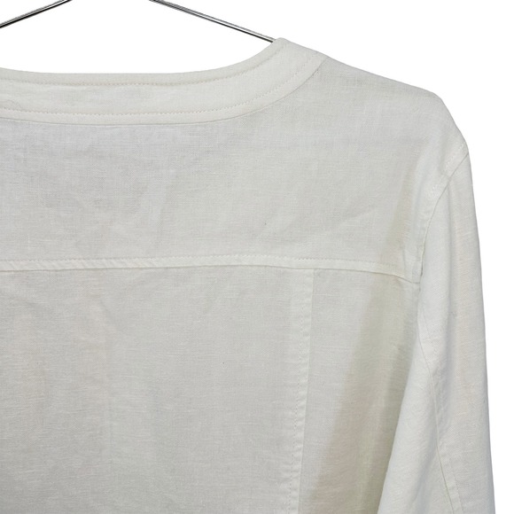 PENDLETON Linen Blend Button Up Collarless Shirt Jacket • Medium • White - Picture 5 of 9